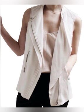 Babaton Cream Sleeveless Redford Moto Vest Size 2 Aritzia